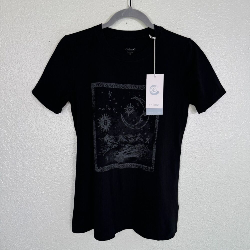 Johnny Was Calme Shirt Women XS Moon Mountain Stars Tee Top Boho NEW